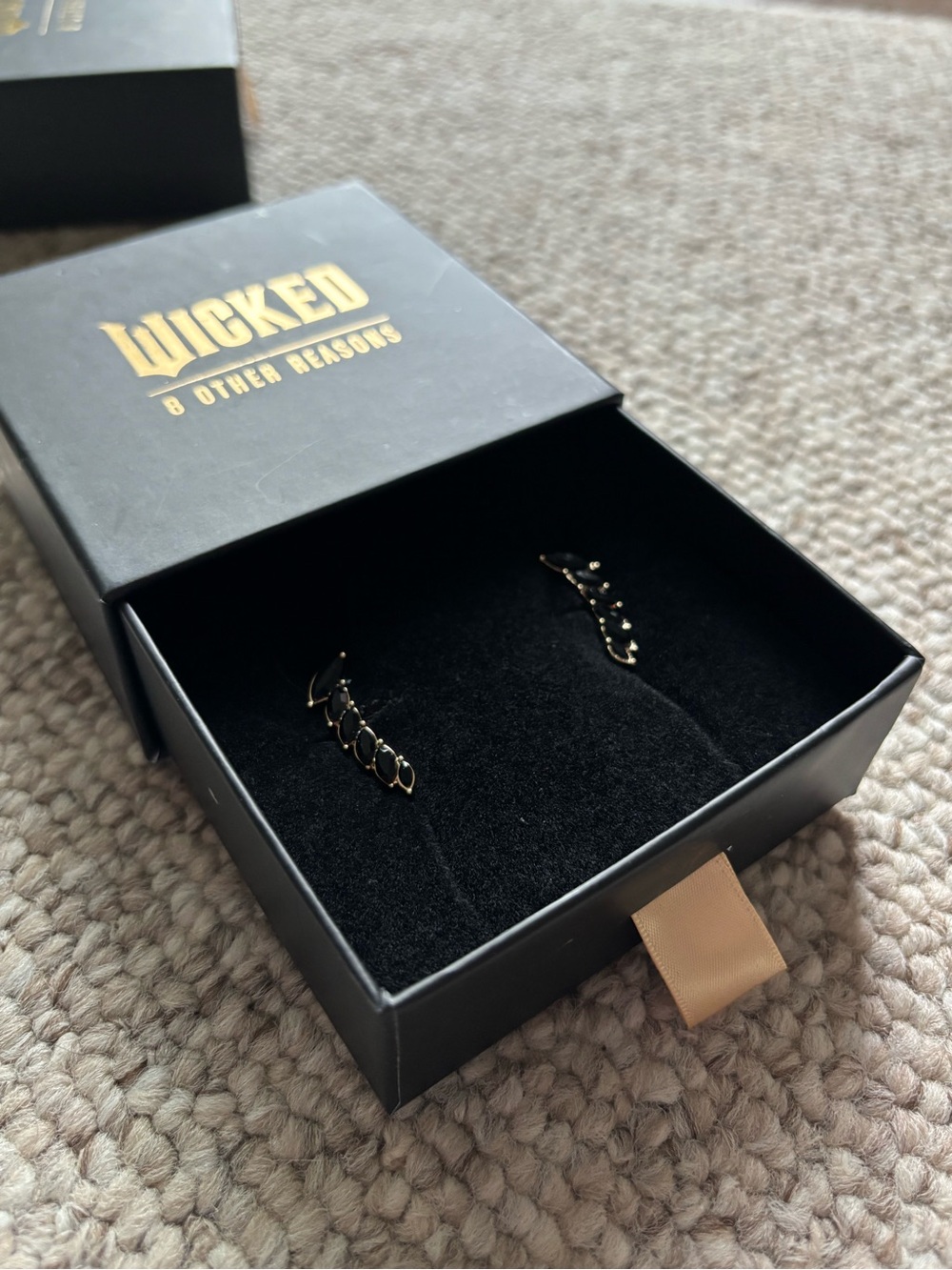 8 Other Reasons x Wicked Elphie Crawler Earring Set - 18k Gold Plated Black Gem